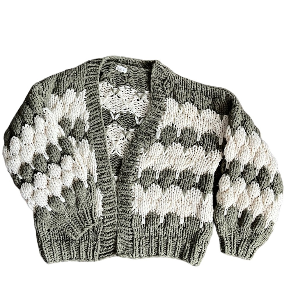 POL chunky knit balloon sleeve open front cardigan